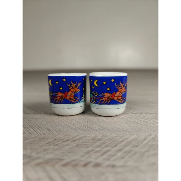 Vintage Miniature Christmas Candle Holders Santa Reindeer Western Germany - Picture 3 of 8